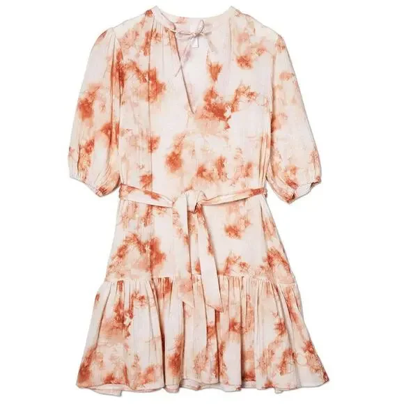 JONATHAN SIMKHAI Orange Gauze Opal Tie Dye Mini Dress Size S